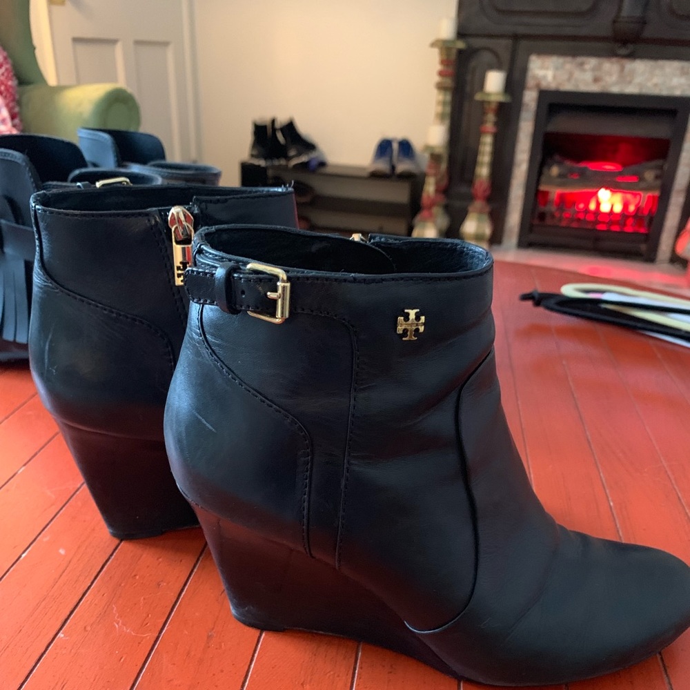 Tory Burch Milan Black Wedge Booties 10